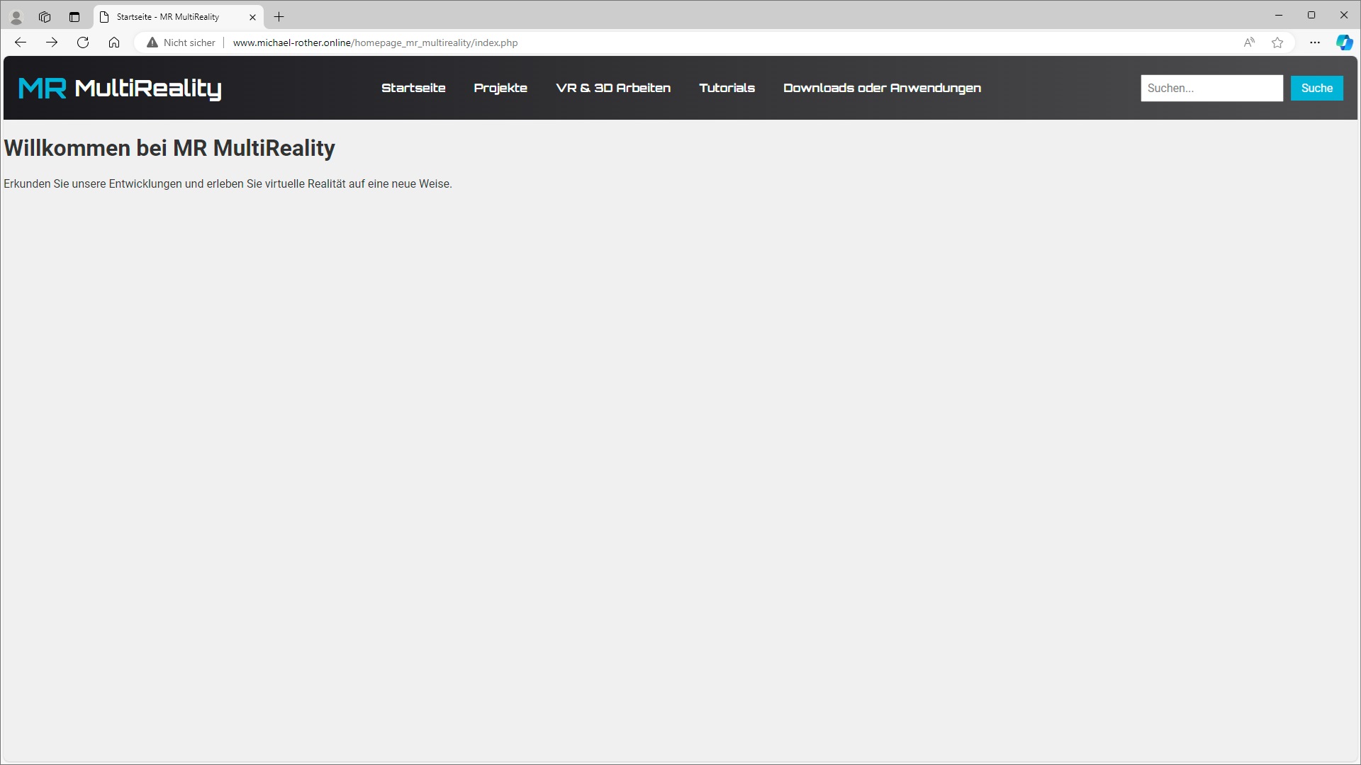Header Design der Homepage